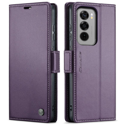 For OPPO Reno12 5G Global CaseMe 023 Butterfly Buckle Litchi Texture RFID Anti-theft Leather Phone Case(Purple) - Reno12 Cases by CaseMe | Online Shopping UK | buy2fix