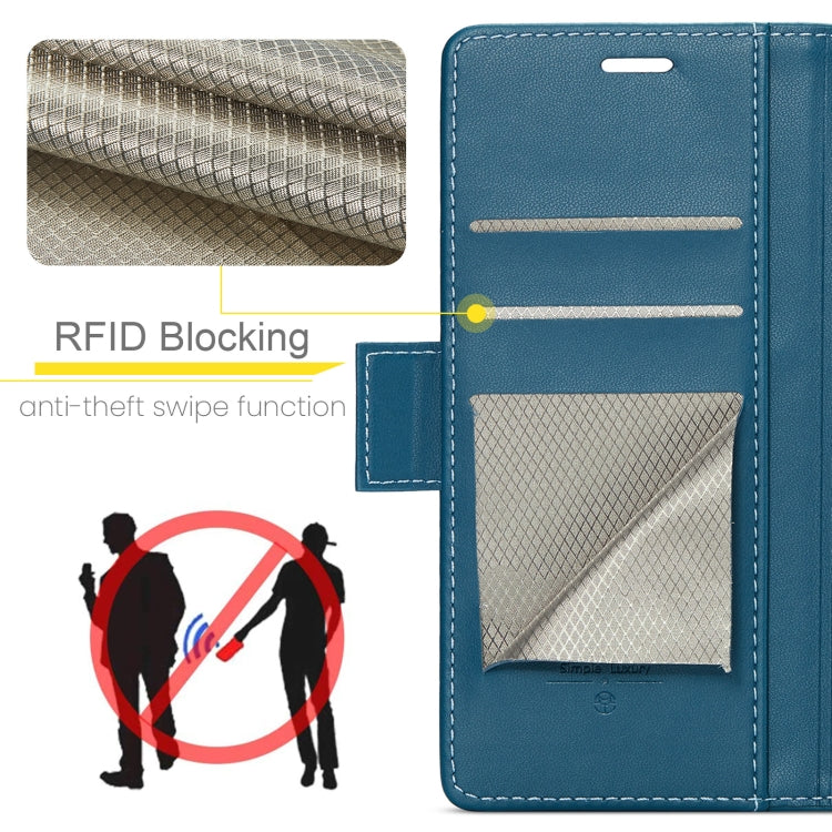 For OPPO Reno12 F /12 FS 5G CaseMe 023 Butterfly Buckle Litchi Texture RFID Anti-theft Leather Phone Case(Blue) - Reno12 F Cases by CaseMe | Online Shopping UK | buy2fix