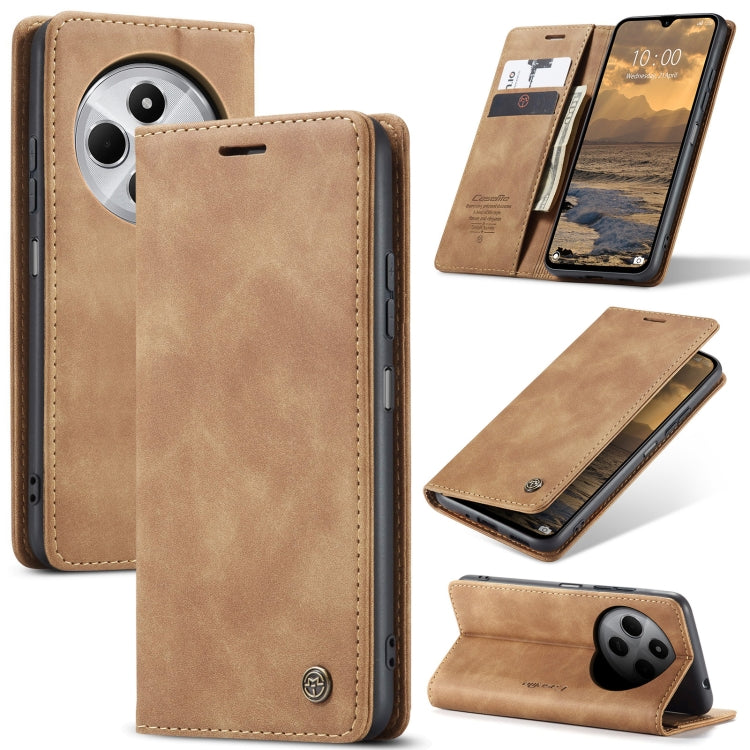 For Redmi 14C CaseMe 013 Multifunctional Horizontal Flip Leather Phone Case(Brown) - 14C Cases by CaseMe | Online Shopping UK | buy2fix