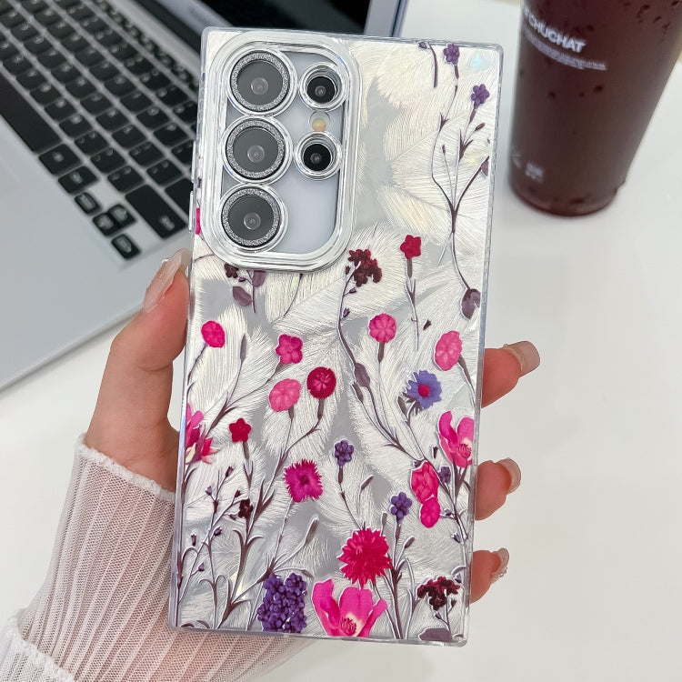 For Samsung Galaxy S25 Ultra 5G Electroplating Flowers Plants Texture TPU Phone Case(Carnation FL7) - Galaxy S25 Ultra 5G Cases by buy2fix | Online Shopping UK | buy2fix