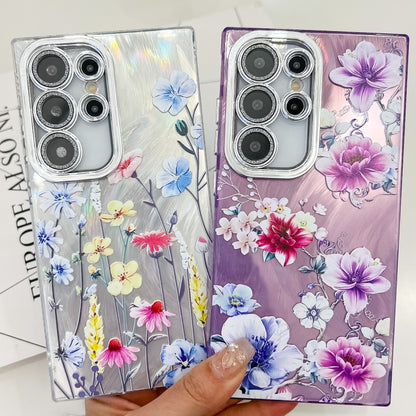 For Samsung Galaxy S25 Ultra 5G Electroplating Flowers Plants Texture TPU Phone Case(Plum Flower FL6) - Galaxy S25 Ultra 5G Cases by buy2fix | Online Shopping UK | buy2fix