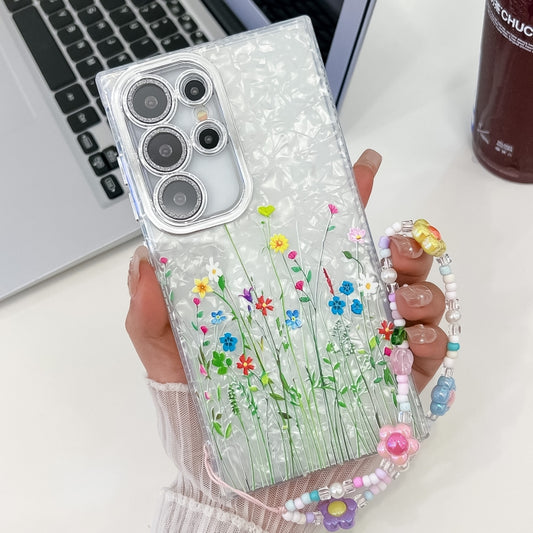 For Samsung Galaxy S25 Ultra 5G Electroplating Flower Texture Wristband TPU Phone Case(Little Wildflower SH3) - Galaxy S25 Ultra 5G Cases by buy2fix | Online Shopping UK | buy2fix