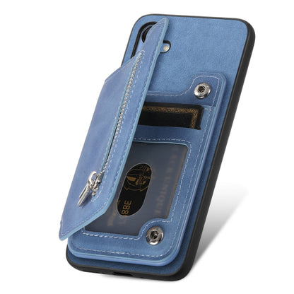 For Samsung Galaxy S25 5G Retro MagSafe Zipper Wallet Card Bag Back Phone Case(Blue) - Galaxy S25 5G Cases by buy2fix | Online Shopping UK | buy2fix