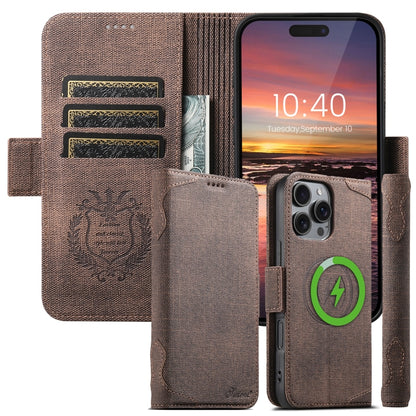 For iPhone 16 Plus Suteni J07 Multi-functional Horizontal MagSafe Denim Leather Phone Case(Black) - iPhone 16 Plus Cases by Suteni | Online Shopping UK | buy2fix