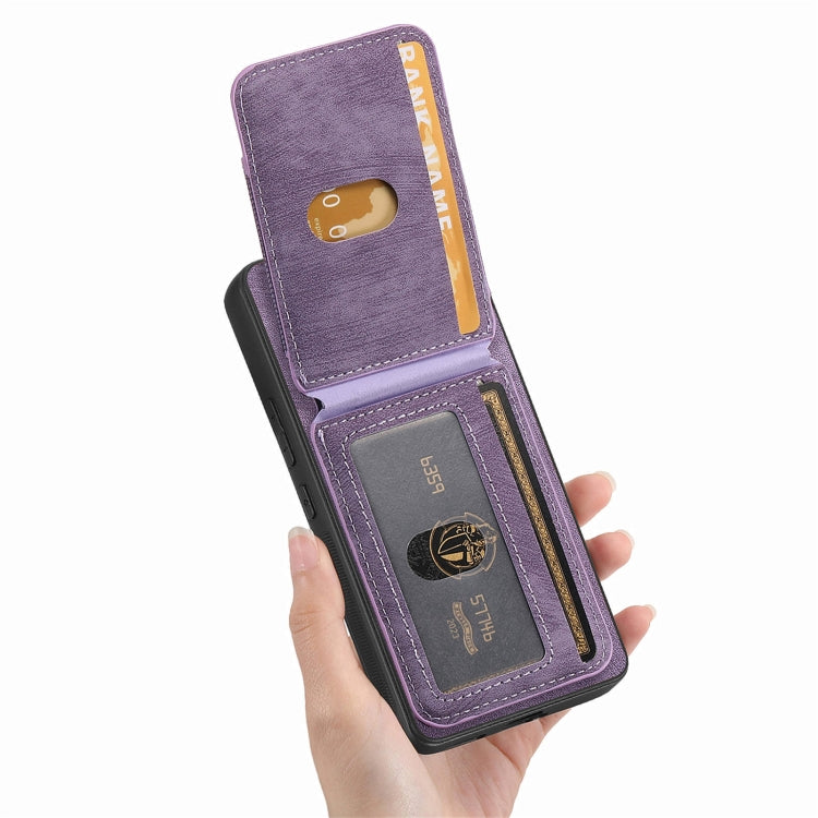 For Samsung Galaxy S25 Ultra 5G Retro Splitable Magnetic Stand Card Bag Leather Phone Case(Purple) - Galaxy S25 Ultra 5G Cases by buy2fix | Online Shopping UK | buy2fix