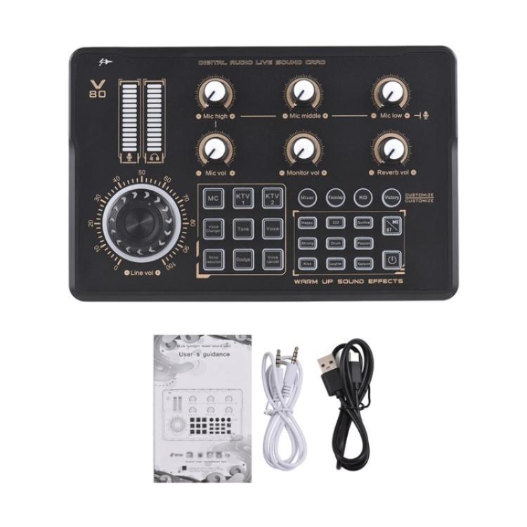 V80 For Mobile Phone Computer Portable Live Streaming Karaoke Sound Card Mixer - Live Sound Effects Processors by buy2fix | Online Shopping UK | buy2fix