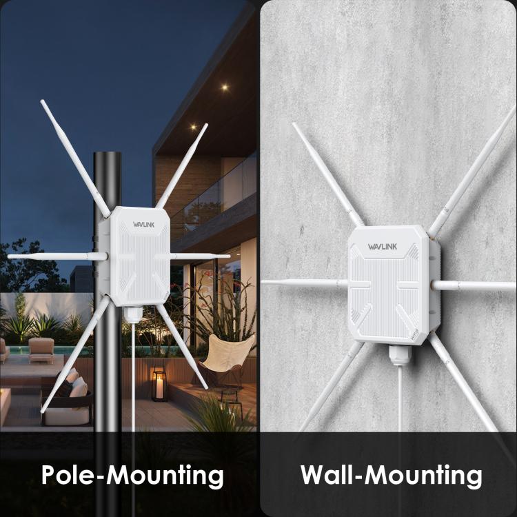 WAVLINK WN588HX3 AX3000 Outdoor WiFi Extender with 6 Antennas Dual Band WiFi Repeater, Plug:EU Plug - Wireless Routers by WAVLINK | Online Shopping UK | buy2fix