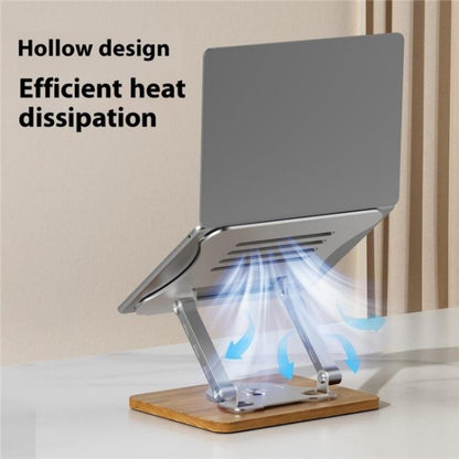 J31 Foldable 360-Degree Rotating Laptop Metal Wood Cooling Stand(Silver) - Laptop Stand by buy2fix | Online Shopping UK | buy2fix