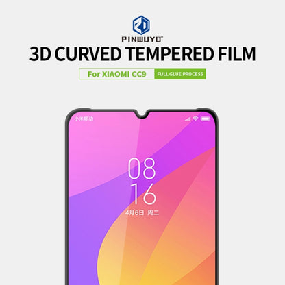 PINWUYO 9H 3D Curved Tempered Glass Film  for Xiaomi Mi CC9(Black) -  by PINWUYO | Online Shopping UK | buy2fix