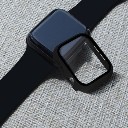 ENKAY Hat-prince Full Coverage PC Case + Tempered Glass Protector for Apple Watch Series 5 / 4 44mm(Black) - Watch Cases by ENKAY | Online Shopping UK | buy2fix