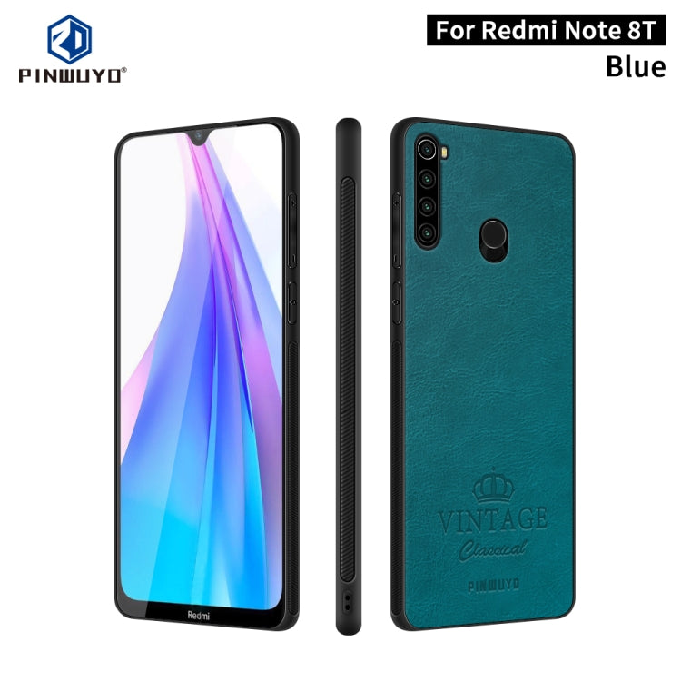 For Xiaomi Redmi Note 8T PINWUYO Pin Rui Series Classical PU Leather + PC + TPU Anti-fall All-inclusive Case (Blue) - Xiaomi Cases by PINWUYO | Online Shopping UK | buy2fix