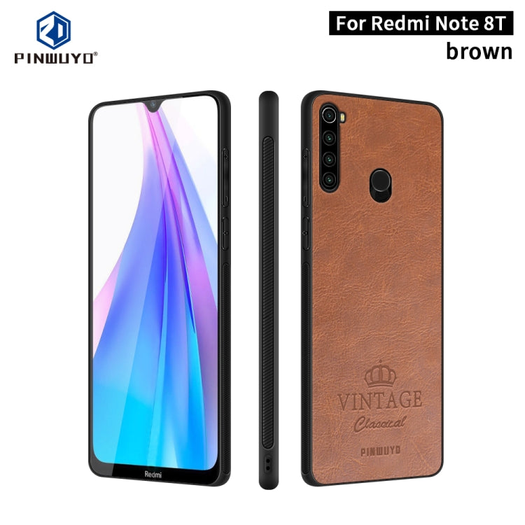 FFor Xiaomi Redmi Note 8T PINWUYO Pin Rui Series Classical PU Leather + PC + TPU Anti-fall All-inclusive Case (Brown) - Xiaomi Cases by PINWUYO | Online Shopping UK | buy2fix