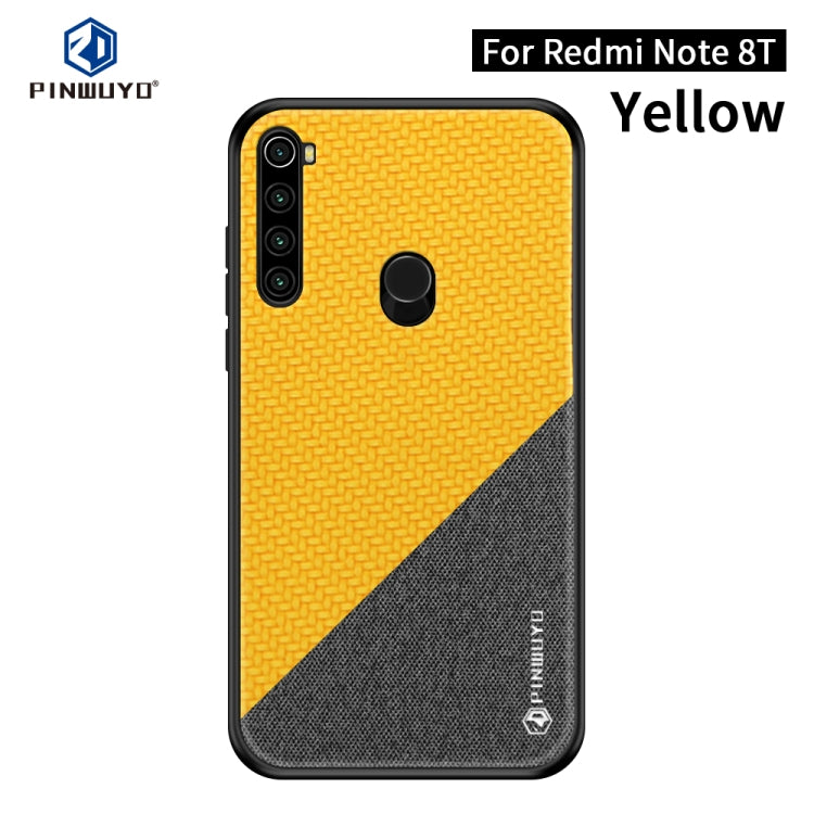 For Xiaomi RedMi Note8T PINWUYO Rong Series  Shockproof PC + TPU+ Chemical Fiber Cloth Protective Cover(Yellow) - Xiaomi Cases by PINWUYO | Online Shopping UK | buy2fix