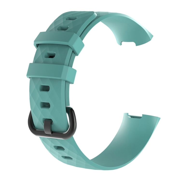 Diamond Pattern Silicone Watch Band for Fitbit Charge 4 Small Size：190*18mm(Light Green) - Watch Bands by buy2fix | Online Shopping UK | buy2fix