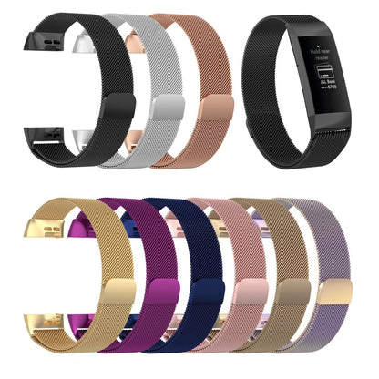 Stainless Steel Magnet Watch Band for FITBIT Charge 4 / 3 ，Small Size: 190x18mm(Rose Gold) - Watch Bands by buy2fix | Online Shopping UK | buy2fix