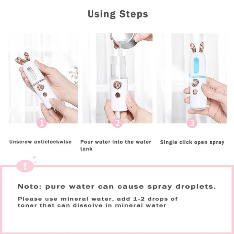 Facial Steamer Nano Spray Water Replenishing Instrument Portable Cold Spray Machine Charging Beauty Instrument Automatic Alcohol Sprayer, Style:Cute Rabbit(Pink) - Beauty Instrument by buy2fix | Online Shopping UK | buy2fix