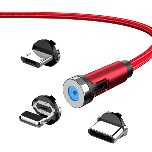 CC56 8 Pin + Type-C/USB-C + Micro USB Magnetic Interface Dust Plug Rotating Data Charging Cable, Cbale Length: 2m(Red) - Charging Cable & Head by buy2fix | Online Shopping UK | buy2fix