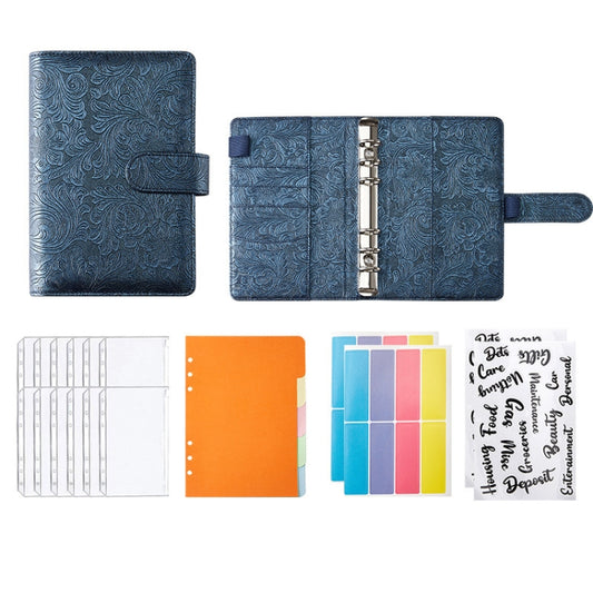 A5 YMX-007 PU Leather Budget Binder Notebook Embossed Model Handbook(Dark Blue) - Notebooks by buy2fix | Online Shopping UK | buy2fix