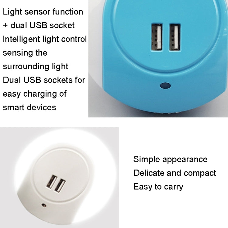 A78B LED Night Light With USB Port Intelligent Light Control Sensor Light, Plug:AU Plug(White) - Sensor LED Lights by buy2fix | Online Shopping UK | buy2fix