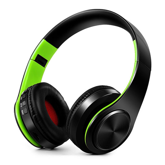 LPT660 Foldable Stereo Bluetooth Headset MP3 Player, Support 32GB TF Card & 3.5mm AUX(Black Green) - Headset & Headphone by buy2fix | Online Shopping UK | buy2fix