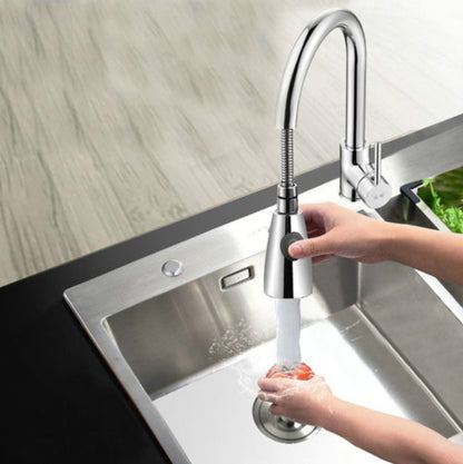 Kitchen Pull-out Faucet Hot And Cold Home 304 Stainless Steel Retractable Rotating Faucet, Style:Electroplated Copper - Faucets & Accessories by buy2fix | Online Shopping UK | buy2fix