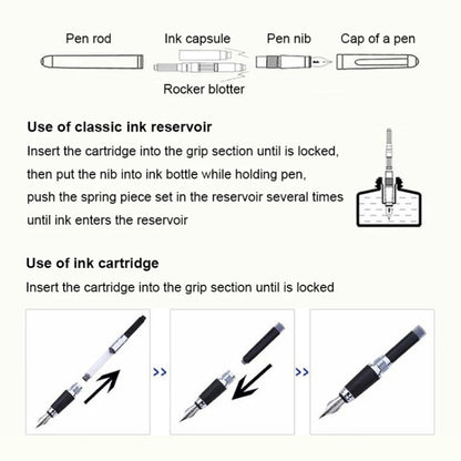 X750 Stationery Stainless Steel Fountain Pen Medium Nib Ink Pens School Oiifice Gift, Nib Size:0.5mm(Black) - Fountain Pens by buy2fix | Online Shopping UK | buy2fix