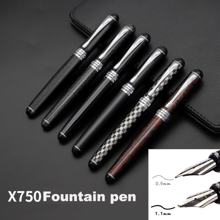 X750 Stationery Stainless Steel Fountain Pen Medium Nib Ink Pens School Oiifice Gift, Nib Size:0.5mm(Black) - Fountain Pens by buy2fix | Online Shopping UK | buy2fix