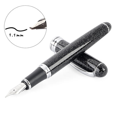 X750 Stationery Stainless Steel Fountain Pen Medium Nib Ink Pens School Oiifice Gift, Nib Size:1.1mm(Fluorescent Black) - Fountain Pens by buy2fix | Online Shopping UK | buy2fix