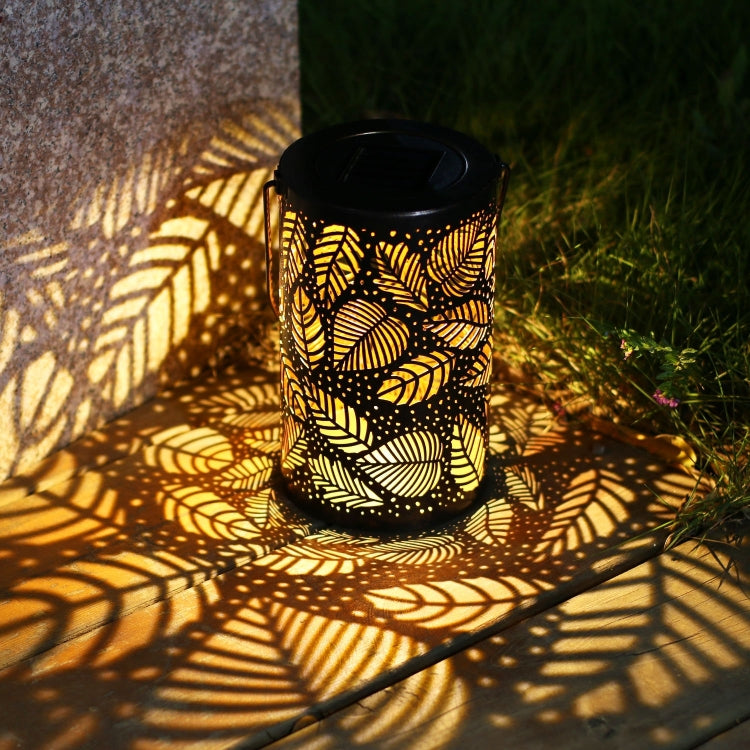 Outdoor Solar Wrought Iron Projection Lamp Hollow Wall Hanging Portable Garden Decorative Lamp, Style:Leaves - Solar Lights by buy2fix | Online Shopping UK | buy2fix