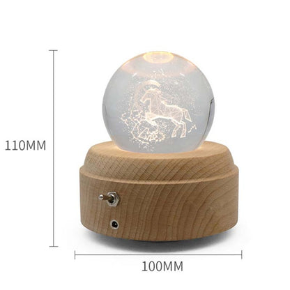 Girl Bedside Lamp Crystal Ball Wooden Base Music Box Charging Glow Rotating Night Light, Random Music(Castle) - Novelty Lighting by buy2fix | Online Shopping UK | buy2fix