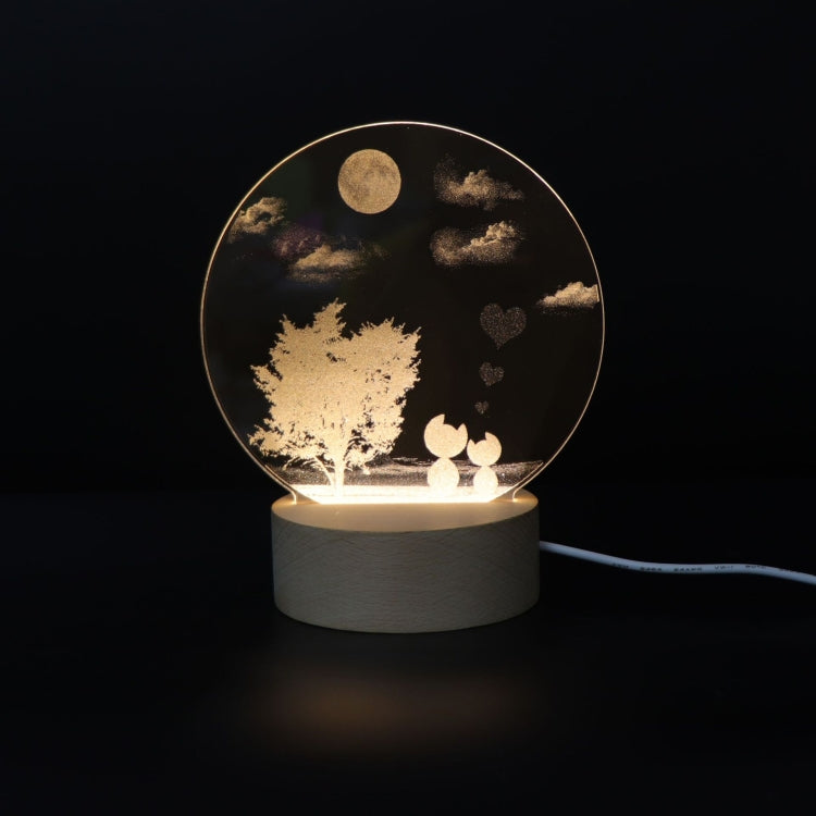 3D Atmosphere Decorative Light Acrylic Inner Carved LED Night Light Creative Girl Table Lamp(Tree Cat) - Novelty Lighting by buy2fix | Online Shopping UK | buy2fix