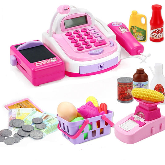 Mini Analog Supermarket Checkout Cash Register Set Child Role Playing Toy 47 PCS / Set Pink - Pretend Play Toys by buy2fix | Online Shopping UK | buy2fix
