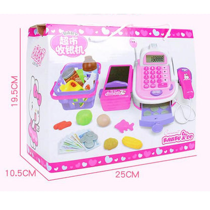 Mini Analog Supermarket Checkout Cash Register Set Child Role Playing Toy 47 PCS / Set Pink - Pretend Play Toys by buy2fix | Online Shopping UK | buy2fix