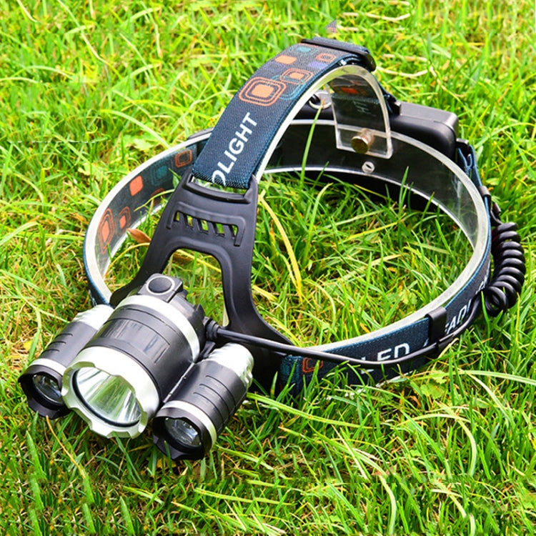 Strong Light Long-Range Rechargeable Three-Head Lamp Outdoor Fishing Lamp Led Head-Mounted Flashlight (3T6 Without Battery) - Headlamp by buy2fix | Online Shopping UK | buy2fix