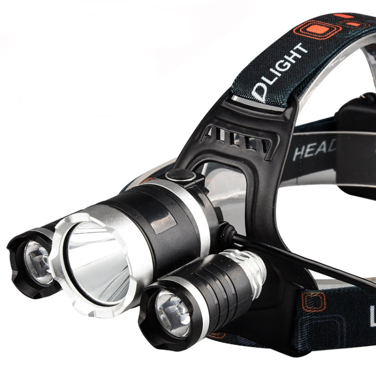 Strong Light Long-Range Rechargeable Three-Head Lamp Outdoor Fishing Lamp Led Head-Mounted Flashlight (3T6 2 Batteries) - Headlamp by buy2fix | Online Shopping UK | buy2fix