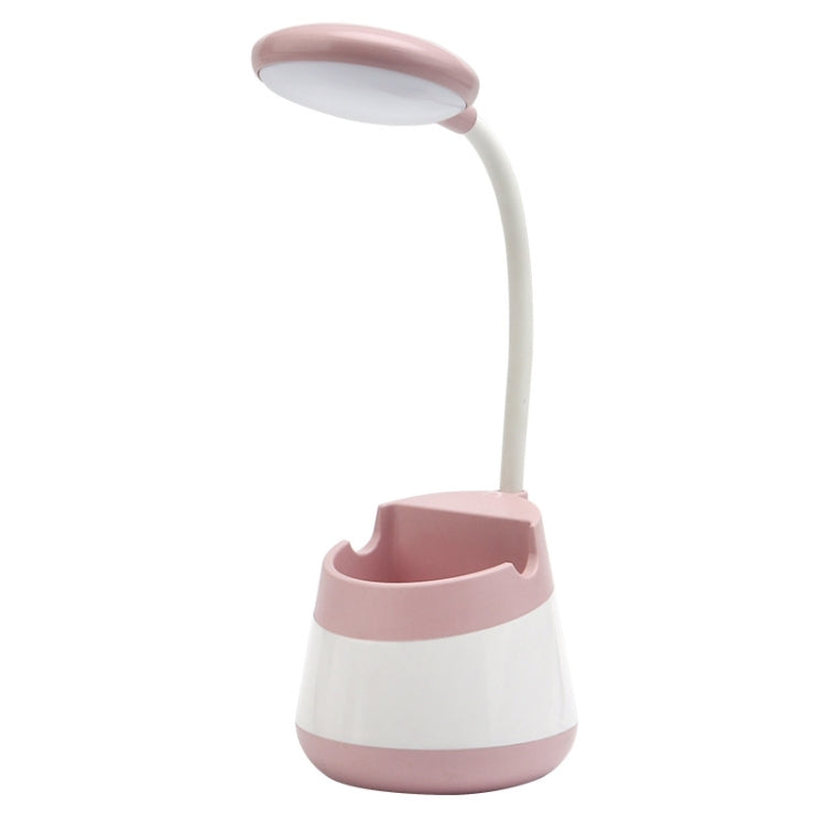 USB Charging LED Desk Light Eye Protection Lamp with Pen Holder and Phone Holder(CS276-1 Pink) - Desk Lamps by buy2fix | Online Shopping UK | buy2fix