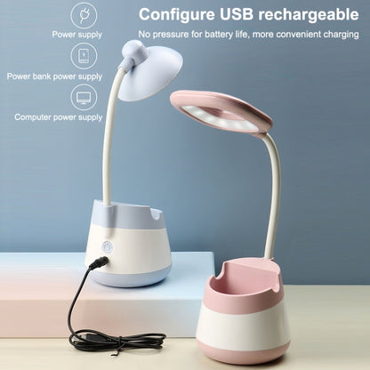 USB Charging LED Desk Light Eye Protection Lamp with Pen Holder and Phone Holder(CS276-4 Pink) - Desk Lamps by buy2fix | Online Shopping UK | buy2fix