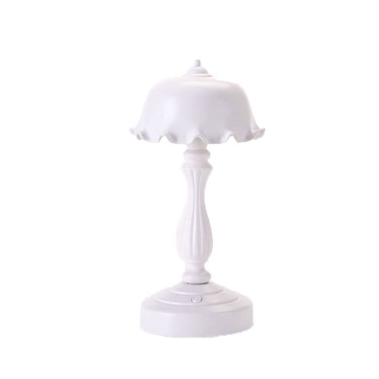 Retro Charging Table Lamp Bedroom Bed LED Eye Protection Light(LD04 Flower Hat White) - Bedside Light by buy2fix | Online Shopping UK | buy2fix