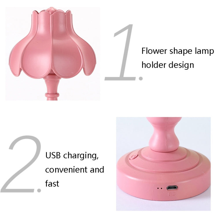 Retro Charging Table Lamp Bedroom Bed LED Eye Protection Light(LD05 Lotus Light Green) - Bedside Light by buy2fix | Online Shopping UK | buy2fix