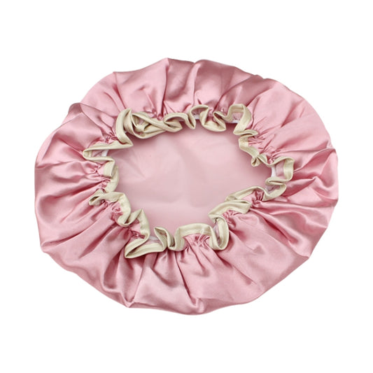 Lovely Thick Women Satin Colorful Double Waterproof Hair Cover Bathing Cap(Pink) - Bath Supplies by buy2fix | Online Shopping UK | buy2fix