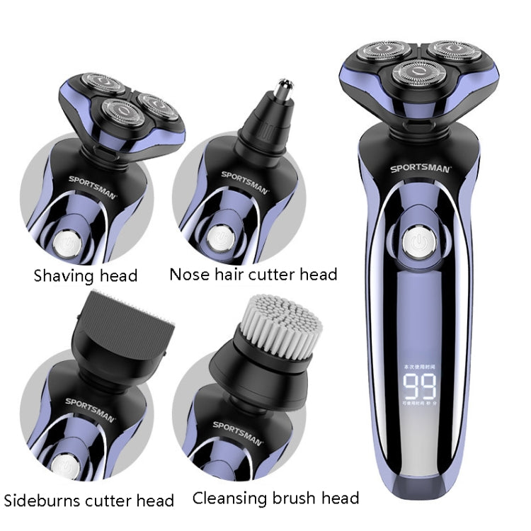 Sportsman SM-530 Electric Men Shaving Knife Multi-Function Base Charging Digital Water Washing Razor, Specification: USB(Purple) - Electric Shavers by SPORTSMAN | Online Shopping UK | buy2fix