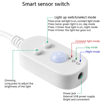 LED Light Strip USB Human Intelligent Induction Waterproof Light Strip 2835 Patch Cabinet Wardrobe Soft Light Strip 2m(6500K Cold White) - Sensor LED Lights by buy2fix | Online Shopping UK | buy2fix