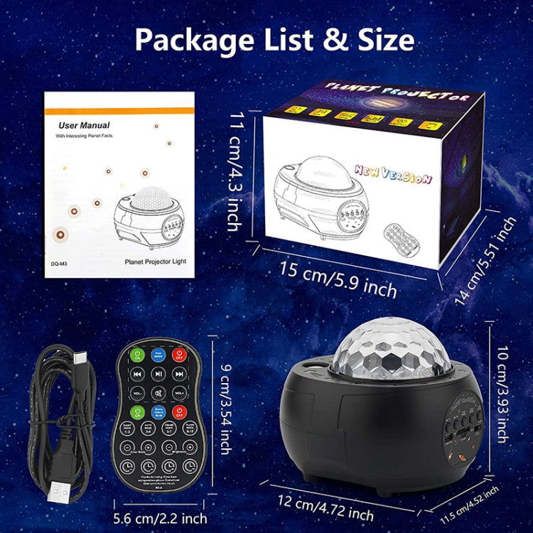 DQ-M3 LED Rotating Starry Sky Light Bluetooth Music Planets Ocean Projector Support TF Card,Style: Rechargeable(Black) - Novelty Lighting by buy2fix | Online Shopping UK | buy2fix