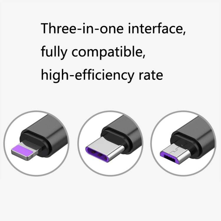 2 PCS ZZ034 USB To 8 Pin + USB-C / Type-C + Micro USB 3 In 1 Fast Charging Cable, Style: Mini-Black - Multifunction Cable by buy2fix | Online Shopping UK | buy2fix