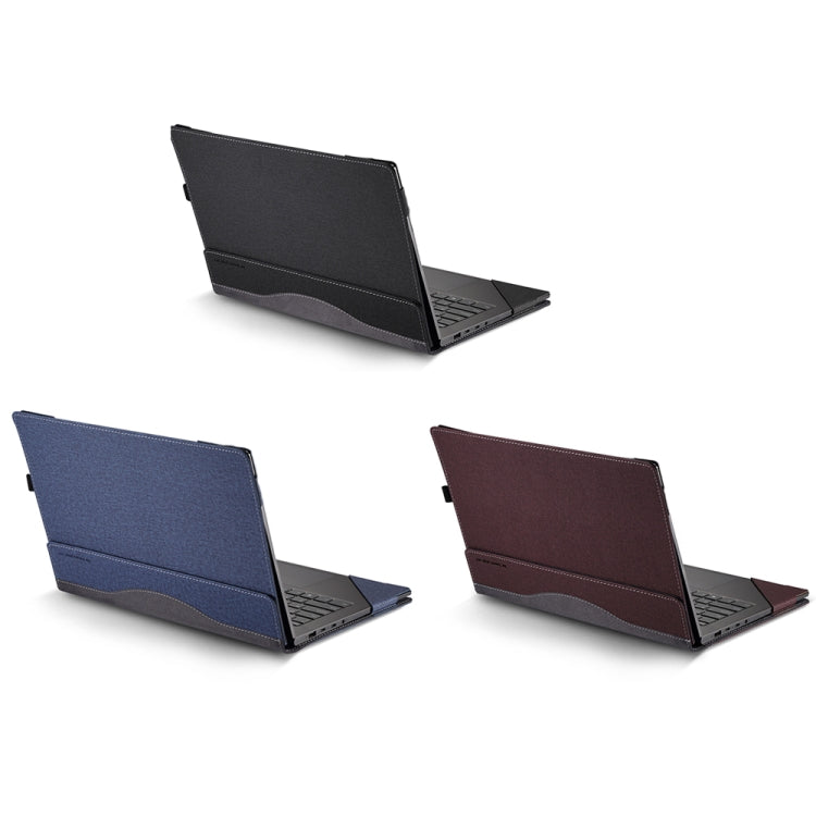 For Samsung Galaxy Book 3 360 15.6 inch Leather Laptop Anti-Fall Protective Case With Stand(Black) - 15 inch by buy2fix | Online Shopping UK | buy2fix