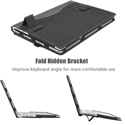 For Samsung Galaxy Book 2 Pro 360 15.6 inch Leather Laptop Anti-Fall Protective Case With Stand(Black) - 15 inch by buy2fix | Online Shopping UK | buy2fix