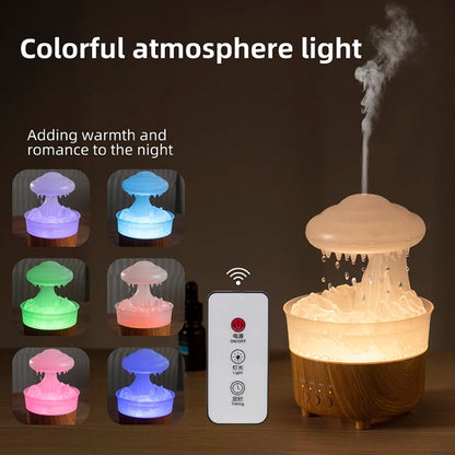 V50 Desktop Colorful Night Light Humidifier Wood Grain Water Drop Aroma Diffuser, Spec: EU Plug(White) - Air Purifiers & Accessories by buy2fix | Online Shopping UK | buy2fix