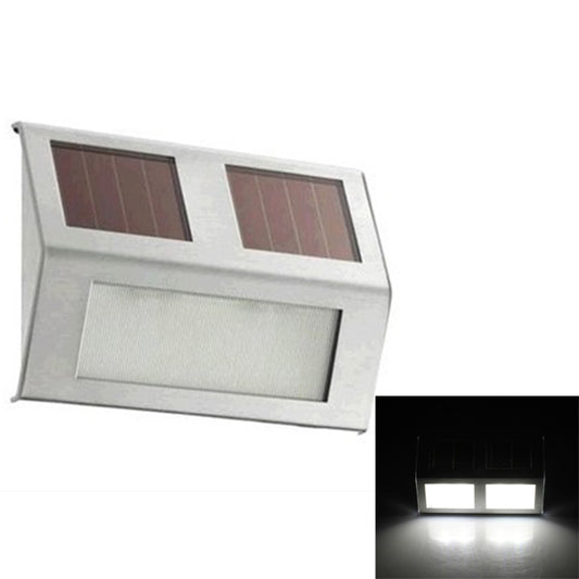 2 LEDs Solar Powered Light Sensor Control IP44 Waterproof LED Wall Lamp Outdoor Patio Yard Pathway Garden Stairs Step Night Security Lighting(White Light) - Solar Lights by buy2fix | Online Shopping UK | buy2fix