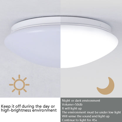 LED Sound Light Control Ceiling Lamp Round Corridor Intelligent Sensor Lamp, Power source: 24W 400mm(White) - Sensor LED Lights by buy2fix | Online Shopping UK | buy2fix