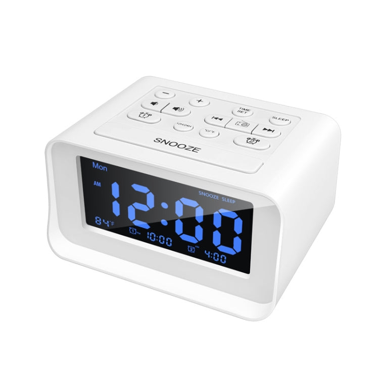 LED Digital Bedroom Alarm Clock With USB Charging Port Clock Radio Temperature Electronic Platform Clock, Specification: UK Plug(White) - Alarm Clocks by buy2fix | Online Shopping UK | buy2fix